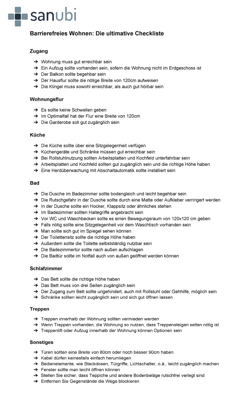 Checkliste Barrierefreies Wohnen